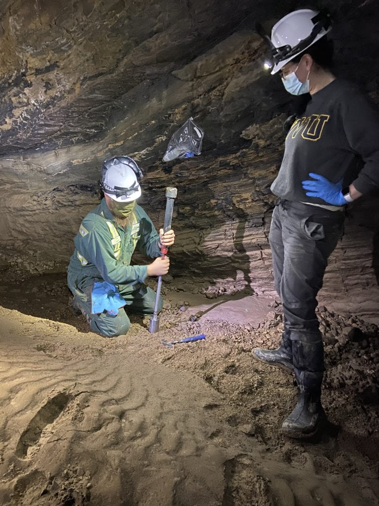 Sediment sample collection in the Butler Cave-sinking creek system
